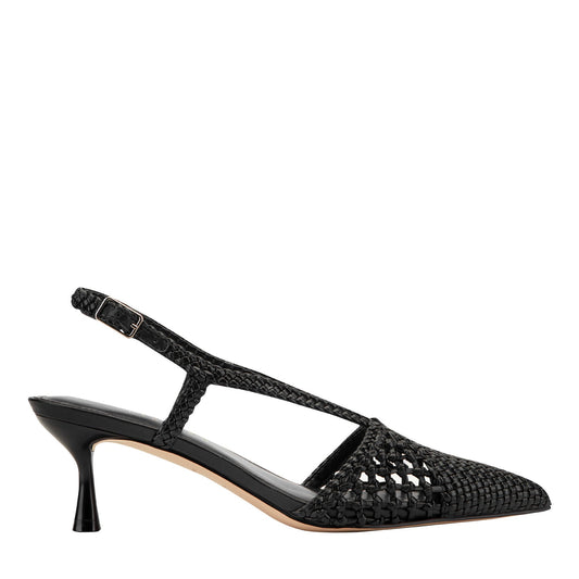 Reagan Woven Leather Pump - Black Leather | Marc Fisher