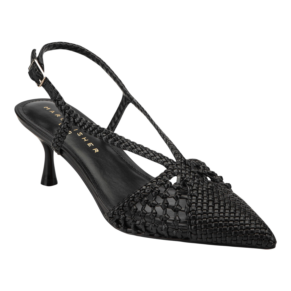 Reagan Woven Leather Pump - Black Leather | Marc Fisher