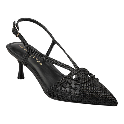 Reagan Woven Leather Pump - Black Leather | Marc Fisher
