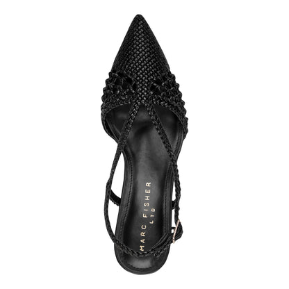 Reagan Woven Leather Pump - Black Leather | Marc Fisher