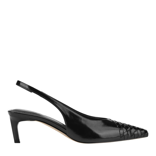 Rilly Leather Slingback Pump - Black Leather | Marc Fisher
