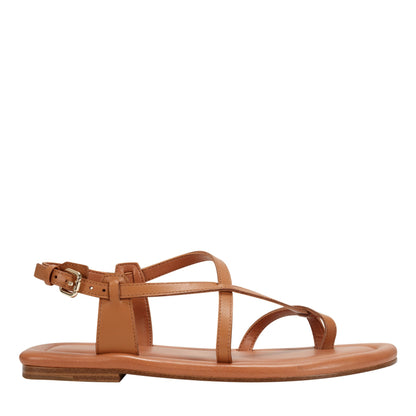 Gerty Strappy Leather Flat Sandal - Natural Leather | Marc Fisher