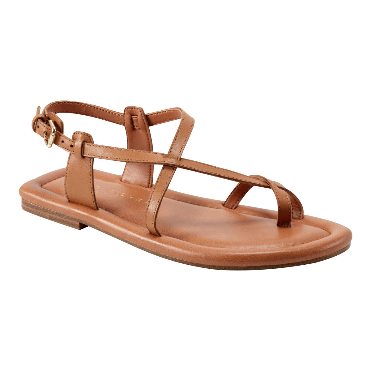Gerty Strappy Leather Flat Sandal - Natural Leather | Marc Fisher