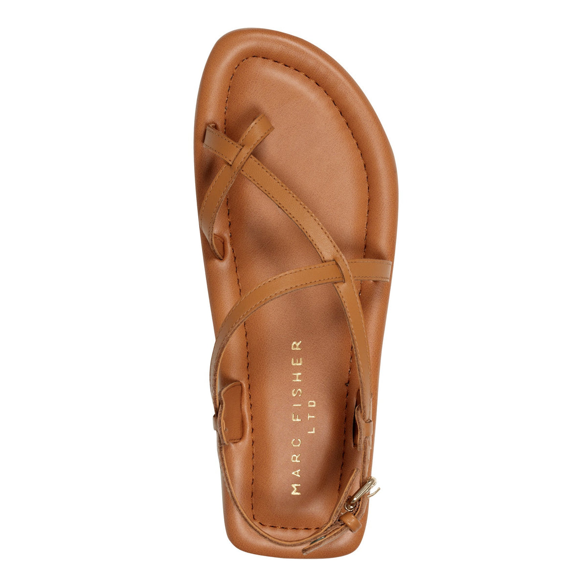 Gerty Strappy Leather Flat Sandal - Natural Leather | Marc Fisher