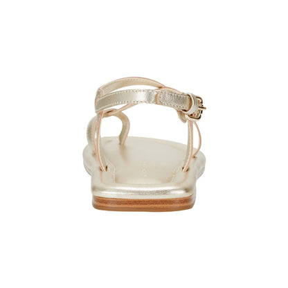 Gerty Strappy Leather Flat Sandal - Gold Leather | Marc Fisher