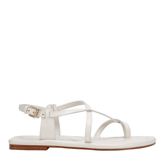 Gerty Strappy Leather Flat Sandal - Chic Cream Leather | Marc Fisher
