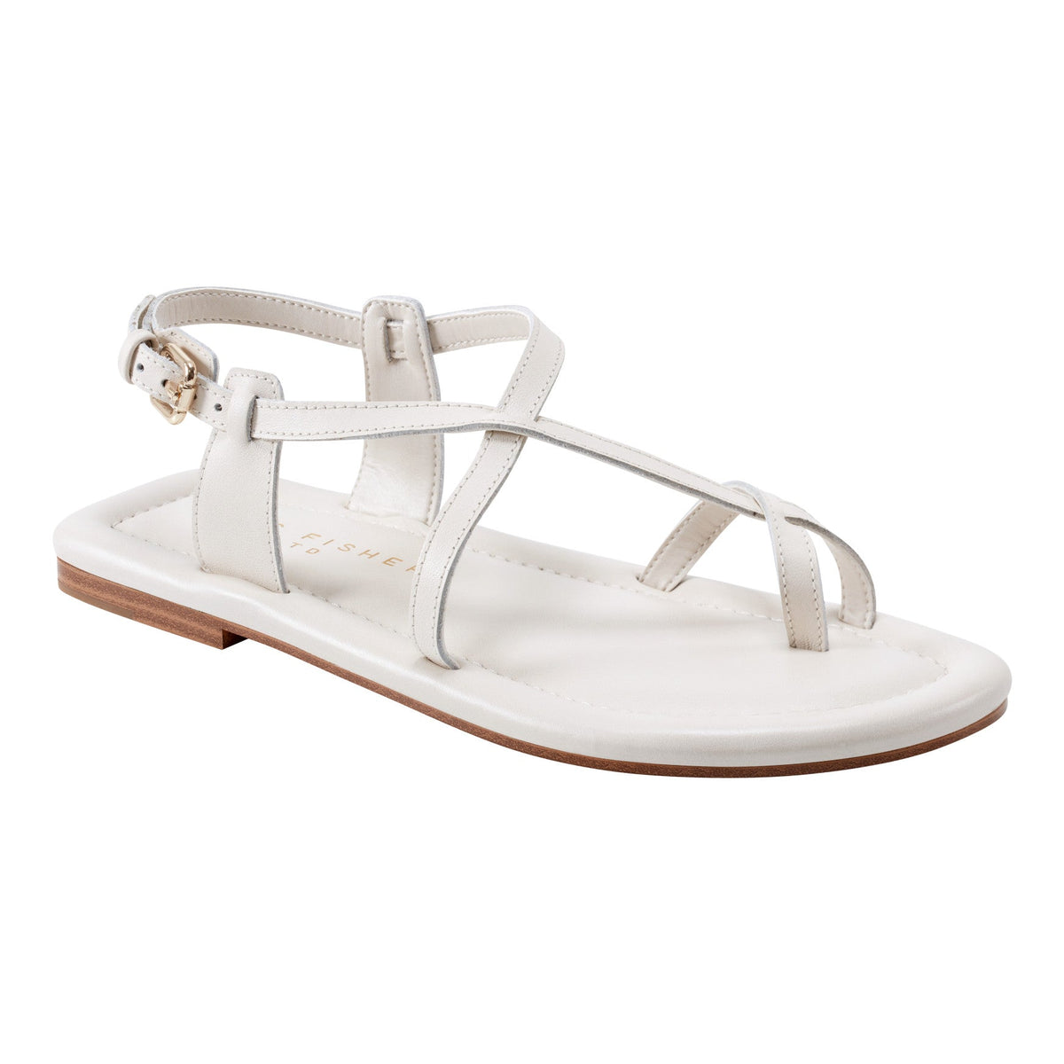 Gerty Strappy Leather Flat Sandal - Chic Cream Leather | Marc Fisher