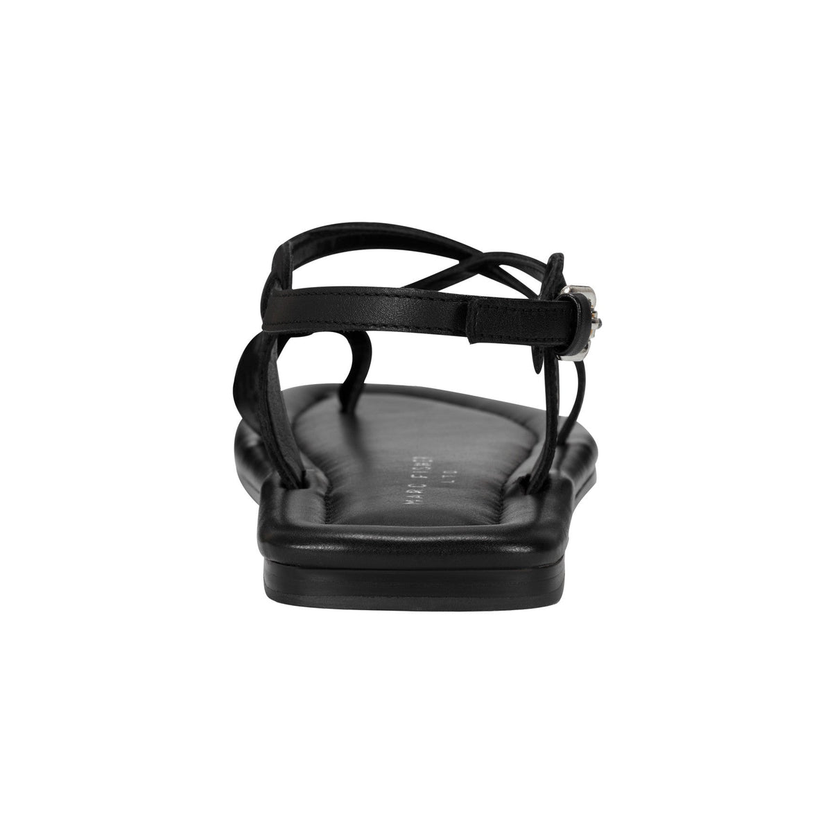 Gerty Strappy Leather Flat Sandal - Black Leather | Marc Fisher