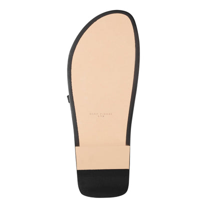 Gerty Strappy Leather Flat Sandal - Black Leather | Marc Fisher
