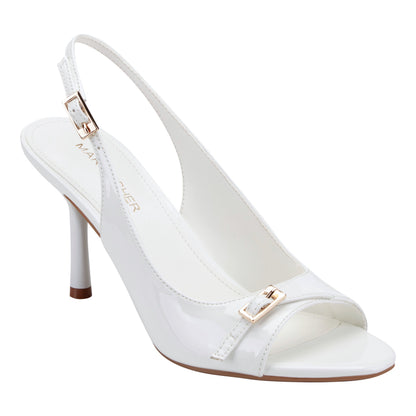 Paza Peep Toe Pump - White Patent | Marc Fisher