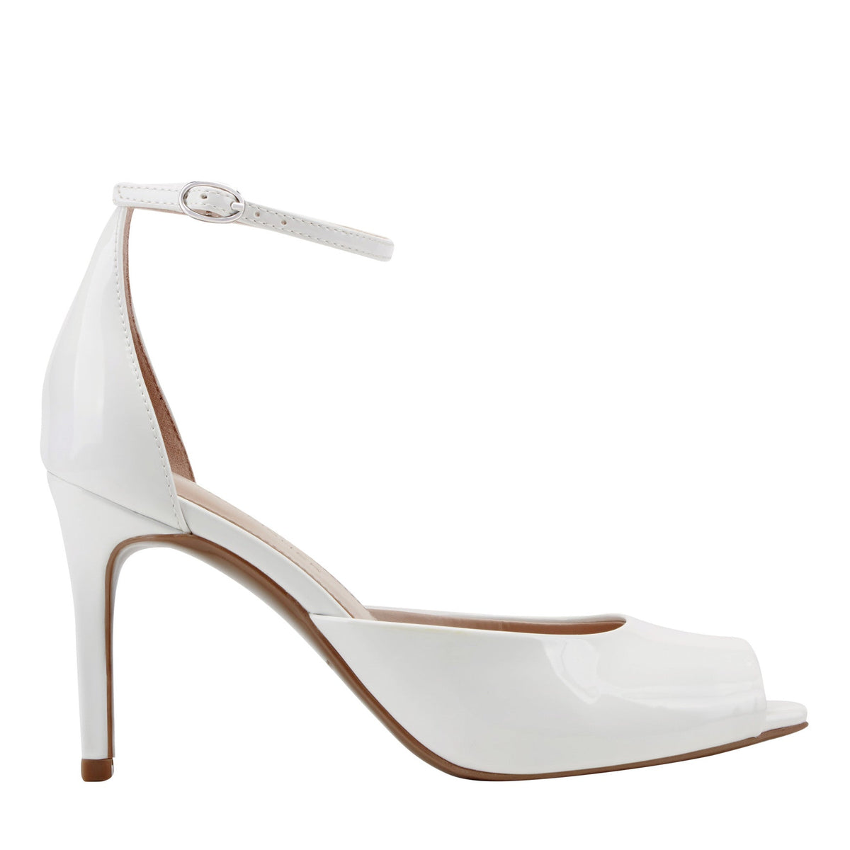 Veni Peep Toe Pump - White Patent | Marc Fisher