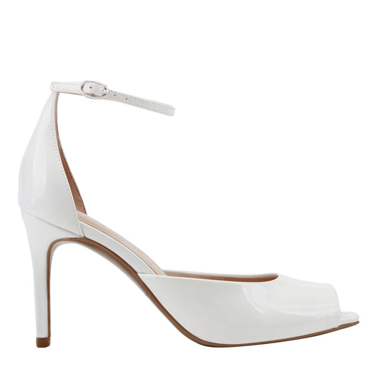 Veni Peep Toe Pump - White Patent | Marc Fisher