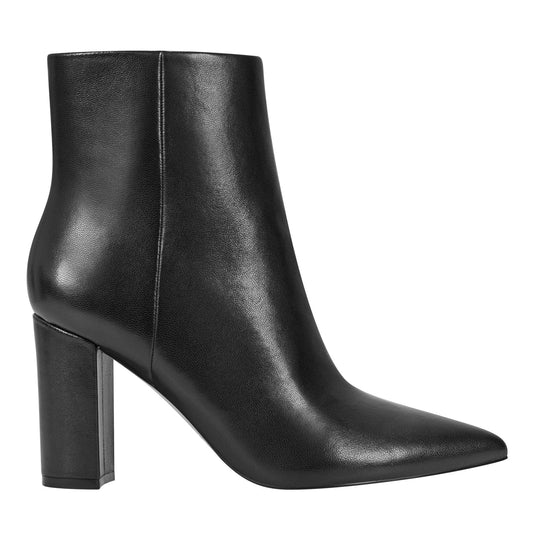 Ulani Heeled Leather Bootie - Black Leather | Marc Fisher
