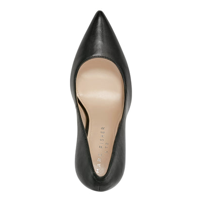 Abilene Leather Block Heel Pointy Toe Pump - Black Leather | Marc Fisher