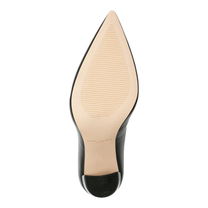 Abilene Leather Block Heel Pointy Toe Pump - Black Leather | Marc Fisher