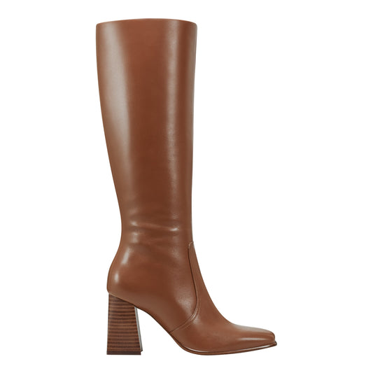 Dreeam Block Heeled Leather Boot - Tan Leather | Marc Fisher