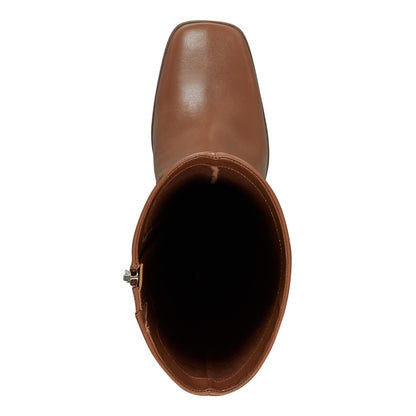 Dreeam Block Heeled Leather Boot - Tan Leather | Marc Fisher
