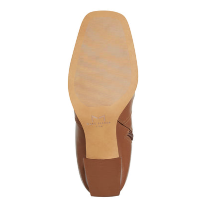 Dreeam Block Heeled Leather Boot - Tan Leather | Marc Fisher