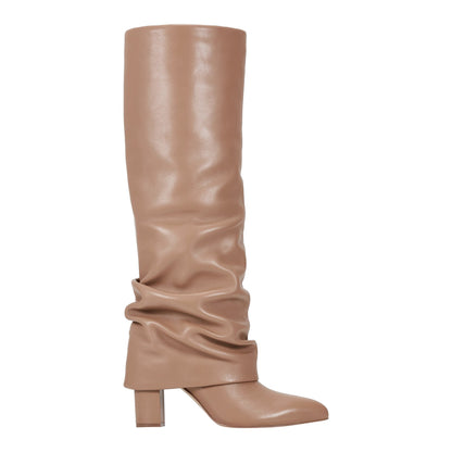 Lalita Foldover Dress Leather Boot - Light Natural Leather | Marc Fisher