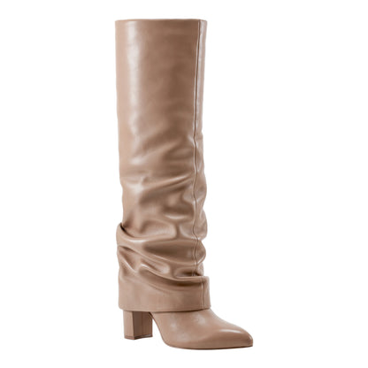Lalita Foldover Dress Leather Boot - Light Natural Leather | Marc Fisher