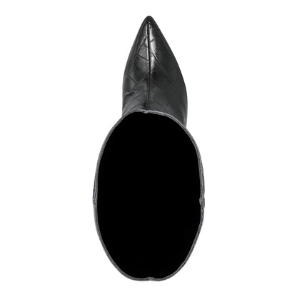 Quinnie Dress Leather Boot - Embossed Black Croco Leather | Marc Fisher