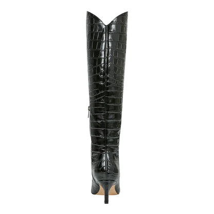 Quinnie Dress Leather Boot - Embossed Black Croco Leather | Marc Fisher