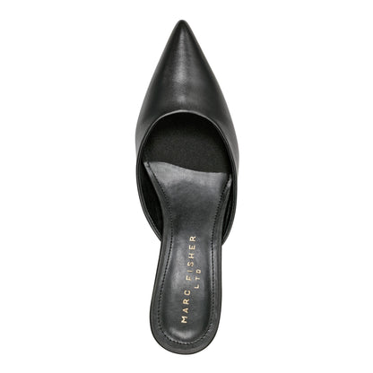 Rosa Heeled Mule - Black Leather | Marc Fisher