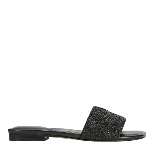 Murphy Flat Sandal - Black Raffia | Marc Fisher
