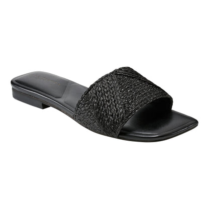 Murphy Flat Sandal - Black Raffia | Marc Fisher