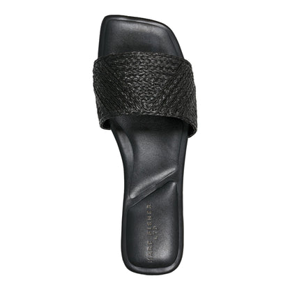 Murphy Flat Sandal - Black Raffia | Marc Fisher