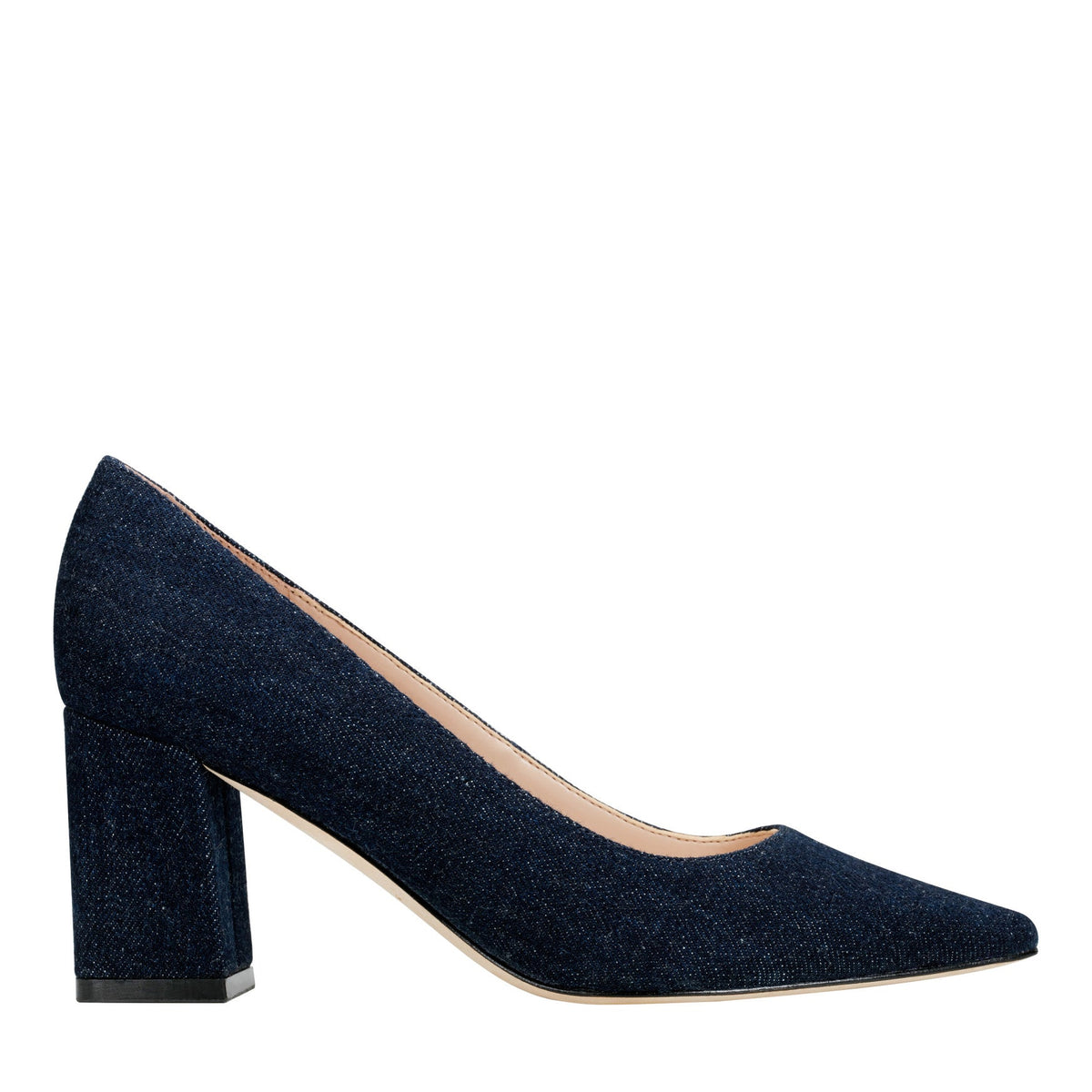 Zala Block Heel Pointy Toe Pump - Dark Denim | Marc Fisher