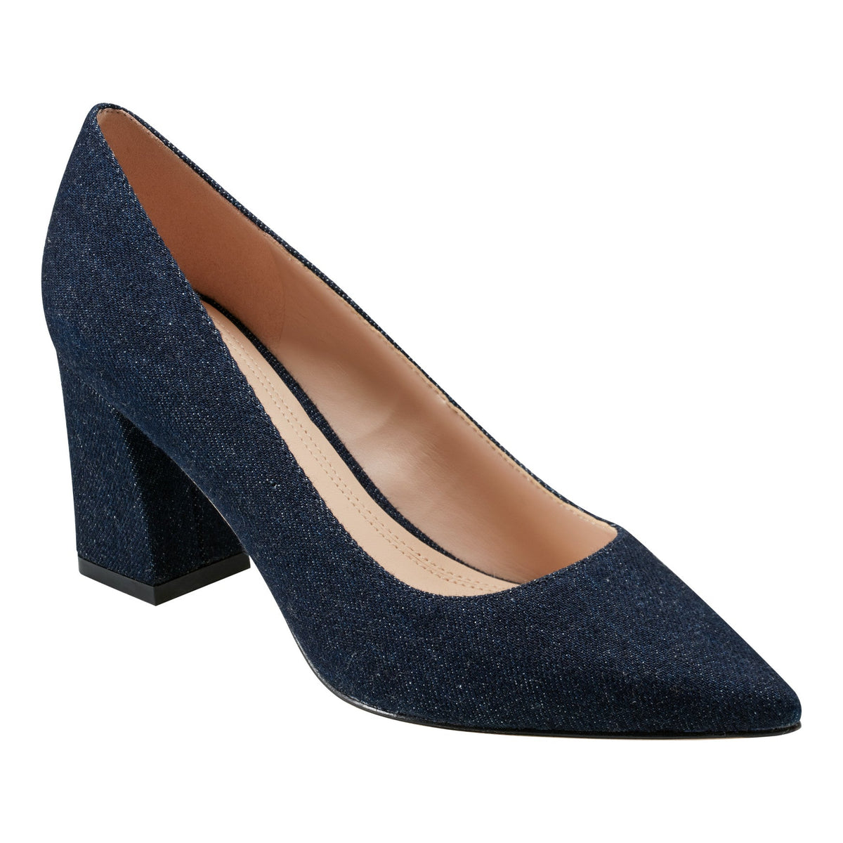 Zala Block Heel Pointy Toe Pump - Dark Denim | Marc Fisher