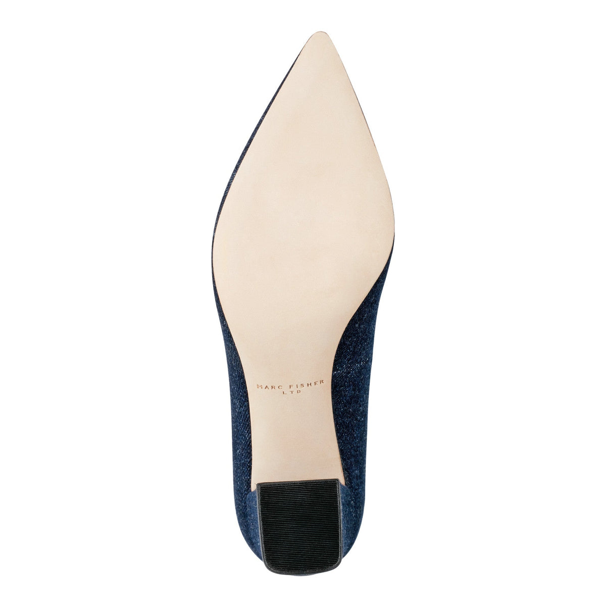 Zala Block Heel Pointy Toe Pump - Dark Denim | Marc Fisher