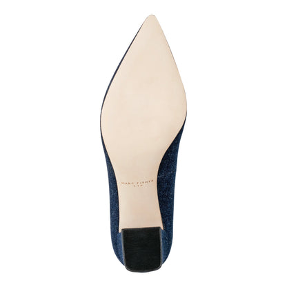 Zala Block Heel Pointy Toe Pump - Dark Denim | Marc Fisher