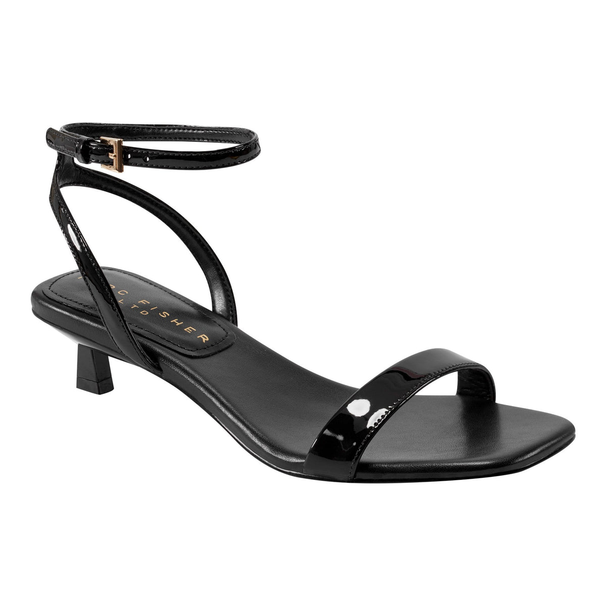 Alona Ankle Strap Sandal - Black Patent Leather | Marc Fisher