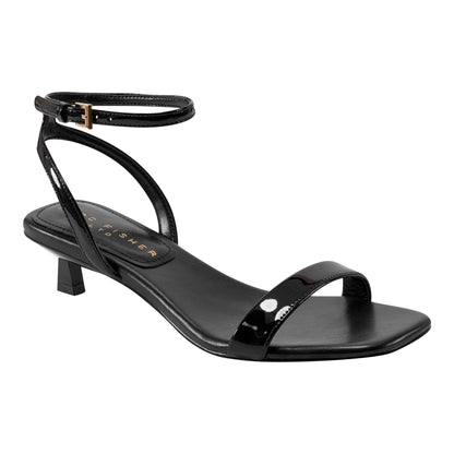 Alona Ankle Strap Sandal - Black Patent Leather | Marc Fisher