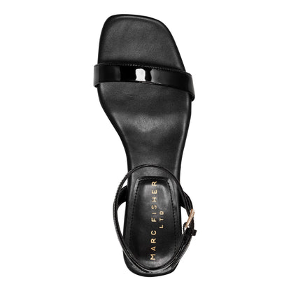 Alona Ankle Strap Sandal - Black Patent Leather | Marc Fisher