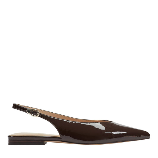 Gabra Leather Slingback Flat - Brown Patent Leather | Marc Fisher