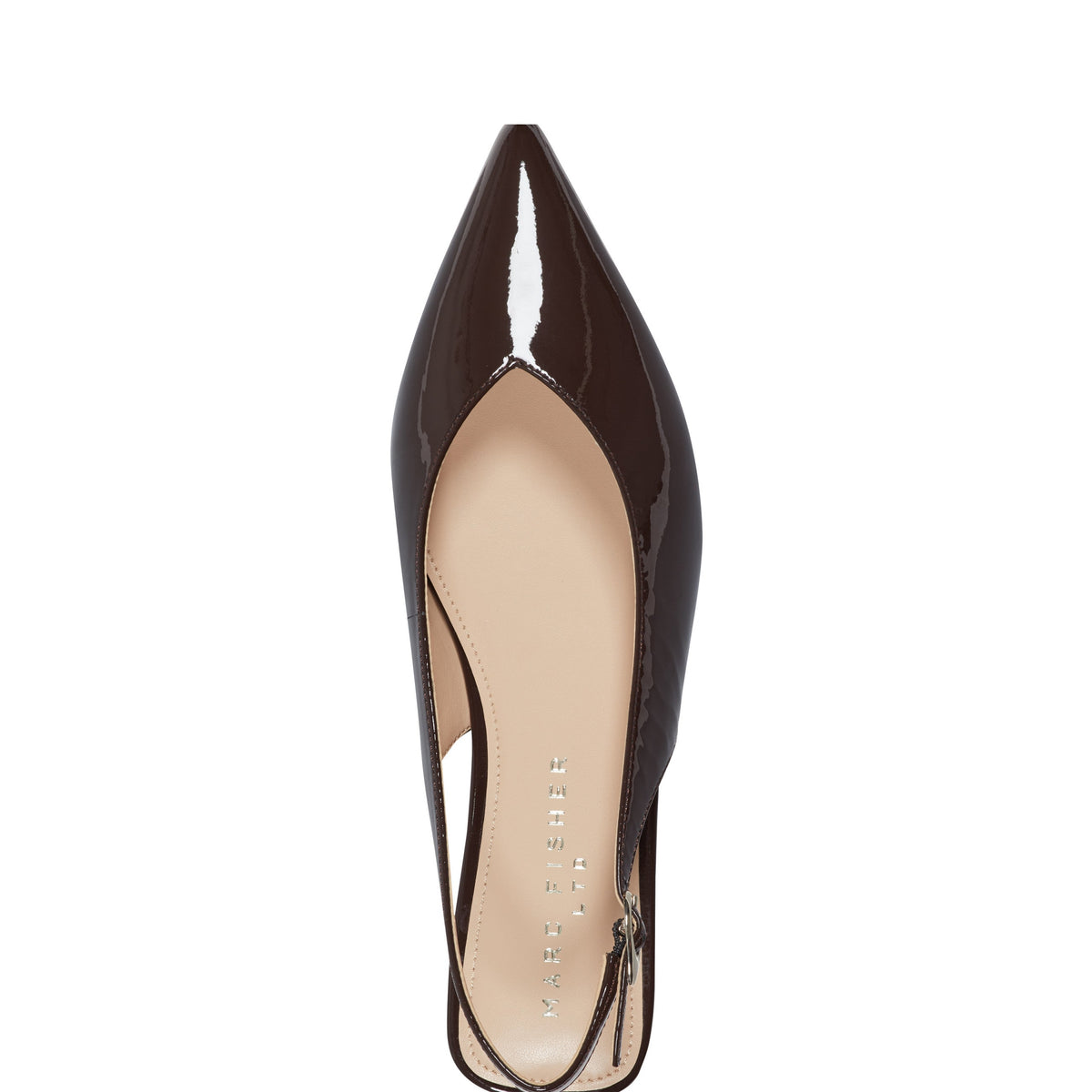 Gabra Leather Slingback Flat - Brown Patent Leather | Marc Fisher
