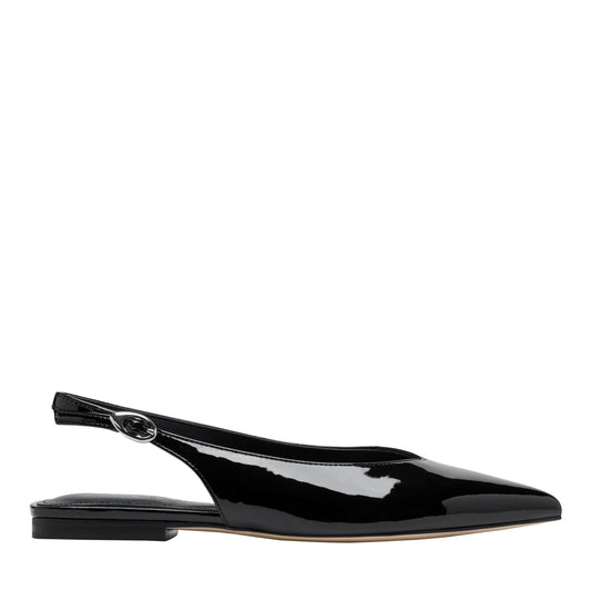 Gabra Leather Slingback Flat - Black Patent Leather | Marc Fisher