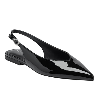 Gabra Leather Slingback Flat - Black Patent Leather | Marc Fisher