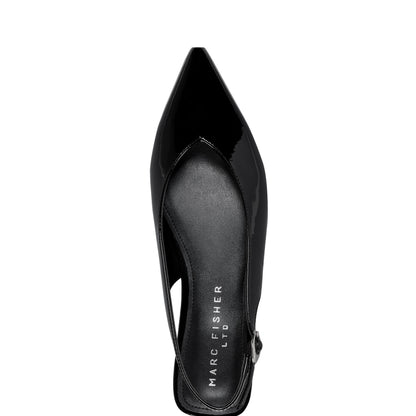Gabra Leather Slingback Flat - Black Patent Leather | Marc Fisher