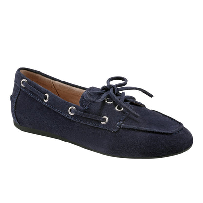 Uleena Leather Boat Shoe - Navy Suede | Marc Fisher