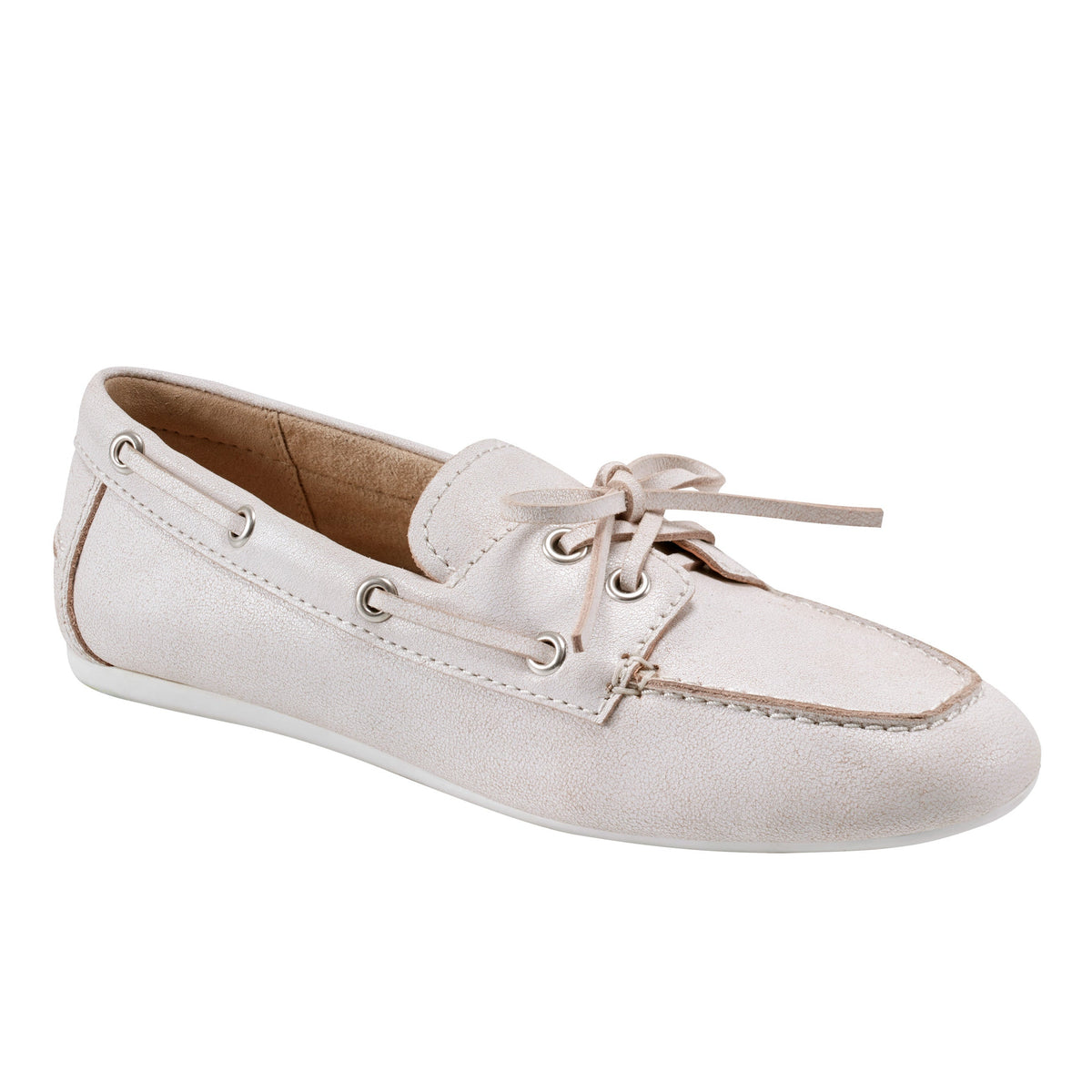 Uleena Leather Boat Shoe - Light Natural Leather | Marc Fisher