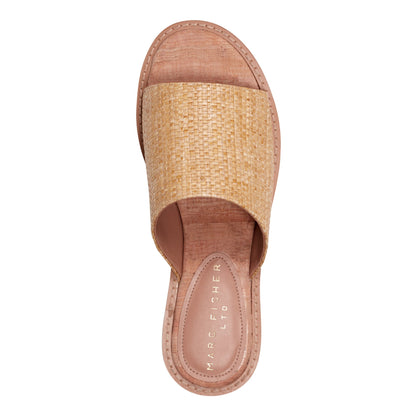 Grayce Flat Slide Sandal - Natural Raffia | Marc Fisher