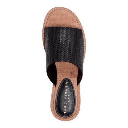 Grayce Flat Slide Sandal - Black Raffia | Marc Fisher