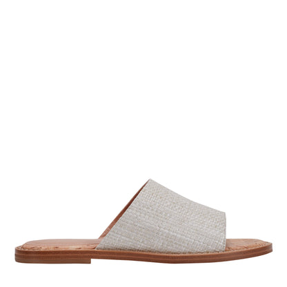 Grayce Flat Slide Sandal - Light Grey Raffia | Marc Fisher