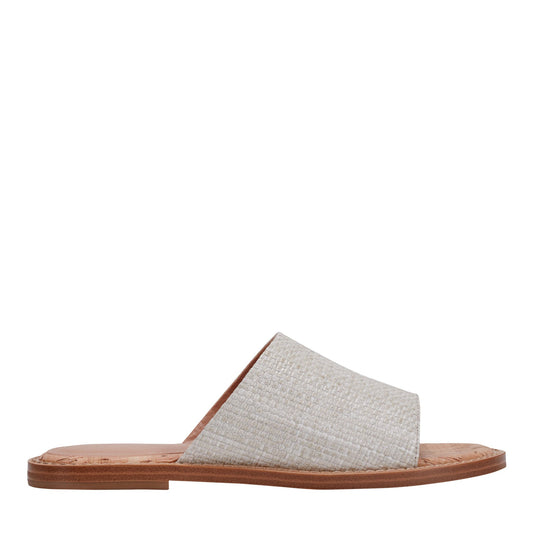 Grayce Flat Slide Sandal - Light Grey Raffia | Marc Fisher