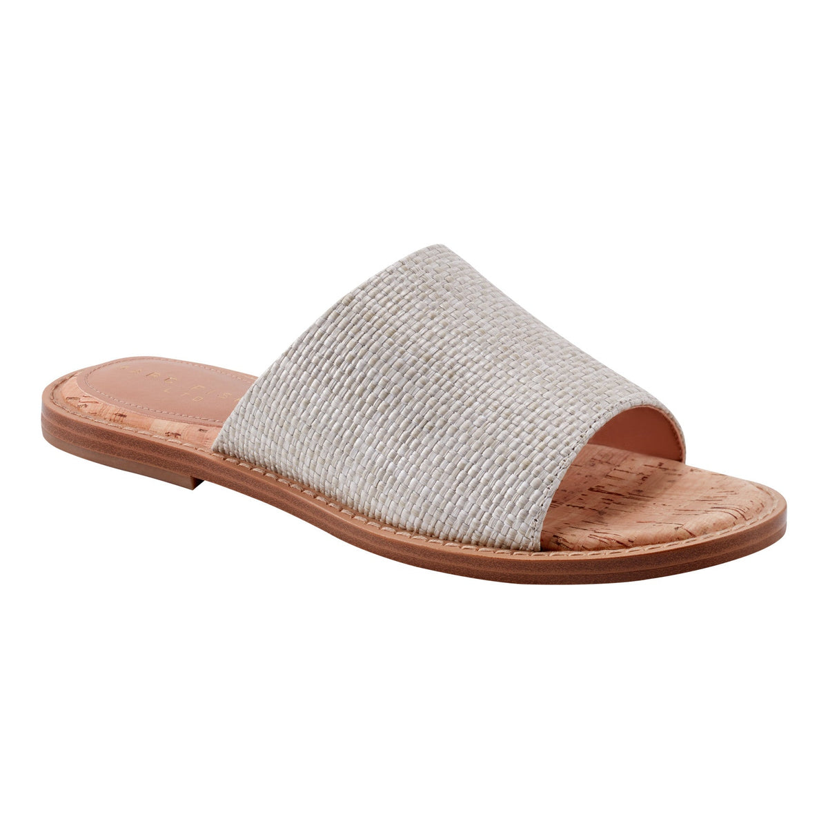 Grayce Flat Slide Sandal - Light Grey Raffia | Marc Fisher