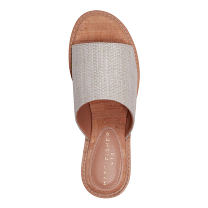 Grayce Flat Slide Sandal - Light Grey Raffia | Marc Fisher